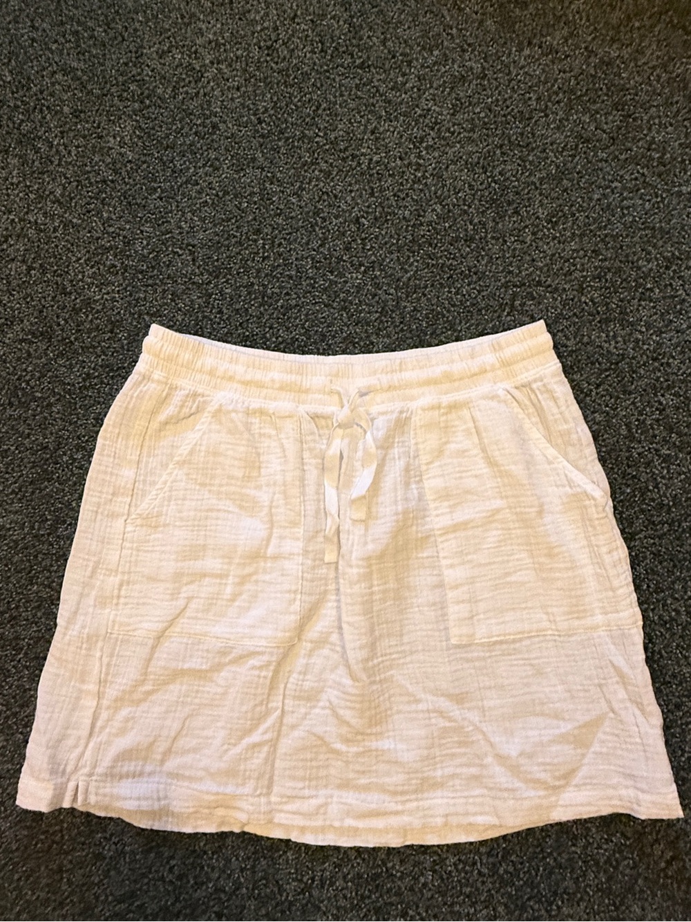 L.L. Bean White Drawstring Cotton Mini Skirt